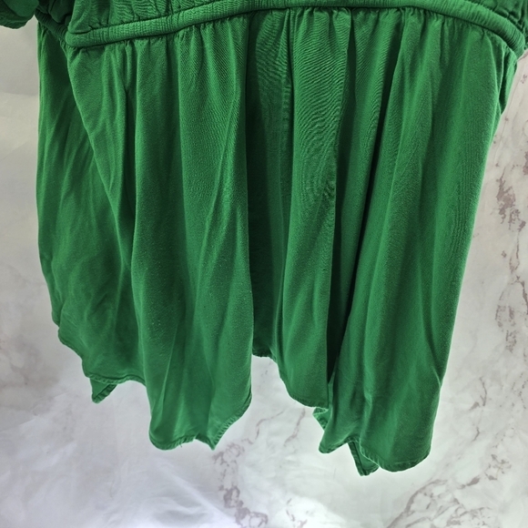 Torrid Shirt Womens 2 Kelly Green Flutter Criss Cross Strappy Babydoll Sharkbite - Picture 7 of 12